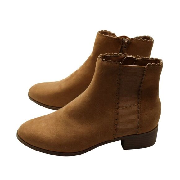 Charter Club Womens Brown Goring Scalloped Daxi Round Toe Block Heel Booties - Picture 7 of 9